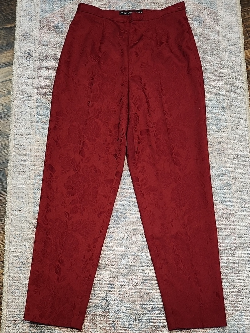 Josephine Chaus Men's Deep Burgundy Floral Jacquard Trousers